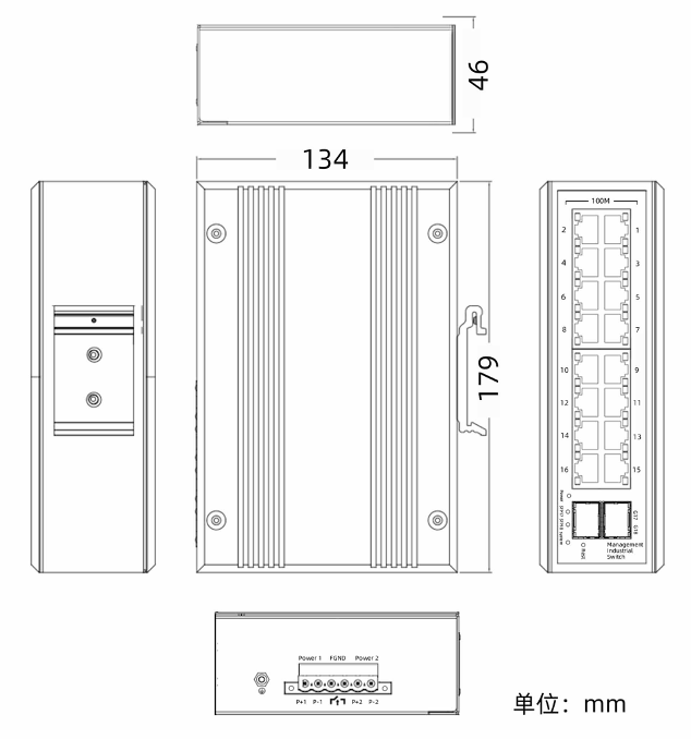 16-port 10/100BASE-TX+2G SFP Managed Industrial Switch - Managed Industrial Switches - 2