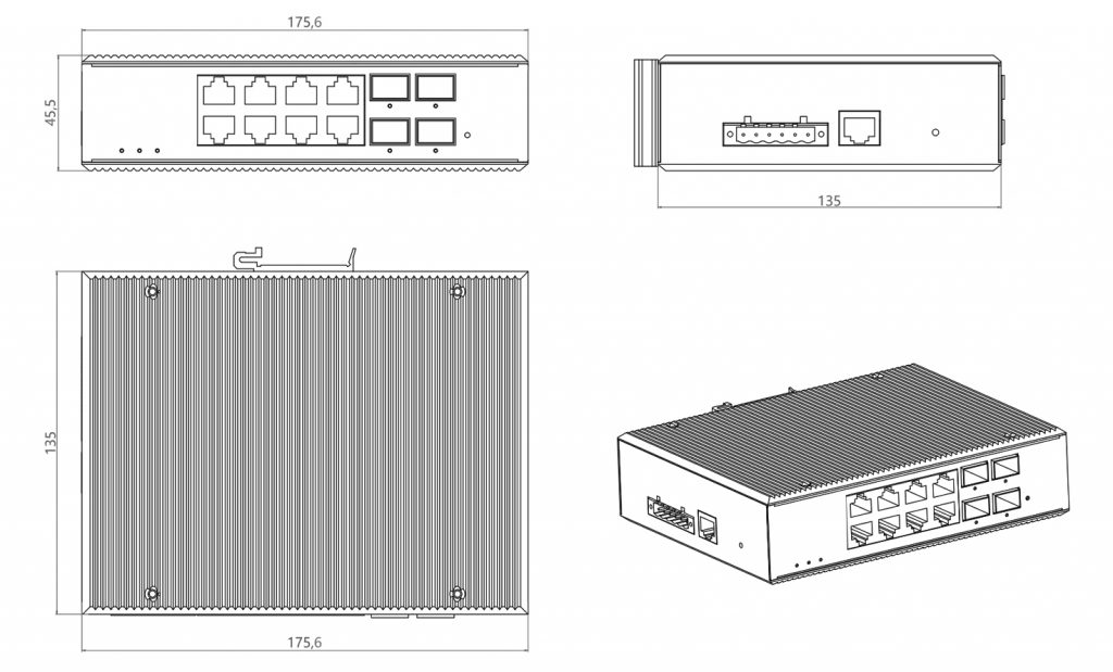 8-port 10/100/1000BASE-TX+4G SFP Managed Industrial Switch - Managed Industrial Switches - 2