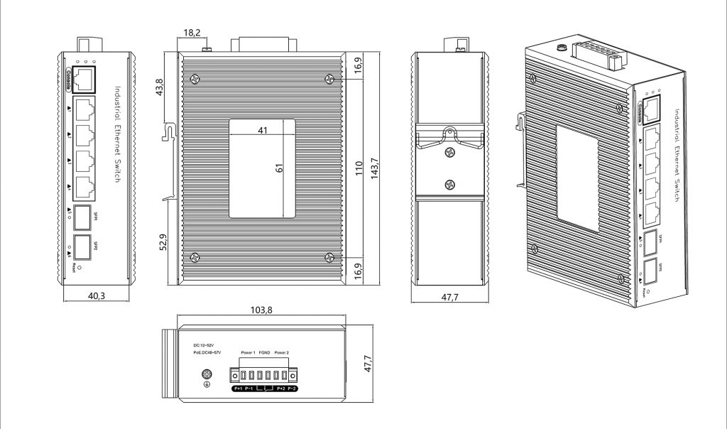 4-Port 10/100/1000BASE-TX+2G SFP Managed Industrial PoE Switch - Managed Industrial PoE Switches - 2