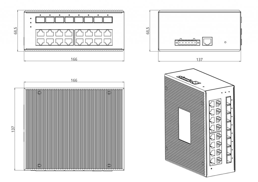 16-Port 10/100/1000BASE-TX+8G SFP Managed Industrial PoE Switch - Managed Industrial PoE Switches - 2