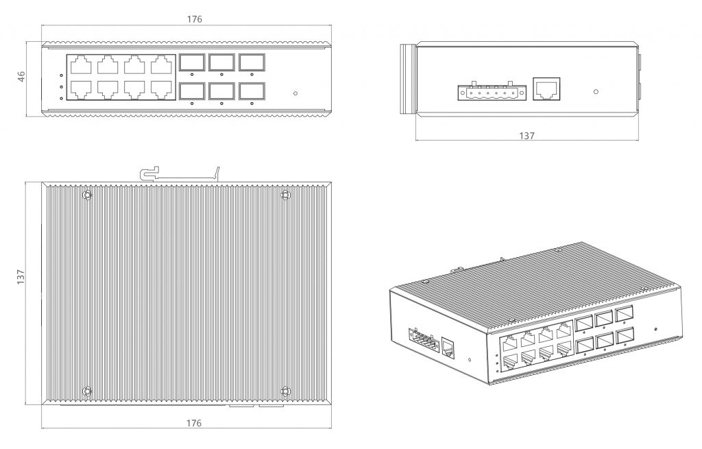 8-port 10/100/1000BASE-TX+8G SFP Managed Industrial PoE Switch - Managed Industrial PoE Switches - 2